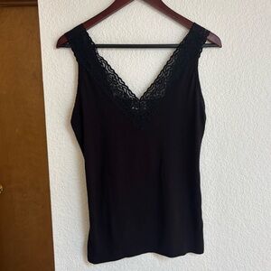 Black Lace Trim Women's Top